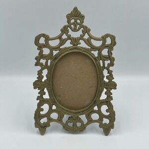 Antique Brass‎ Victorian Ornamental Oval Table Top Photo Picture Frame NO Glass